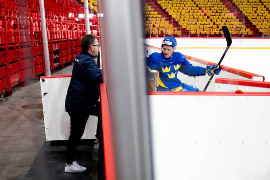 Jonathan Pudas of the Swedish national ice hockey team