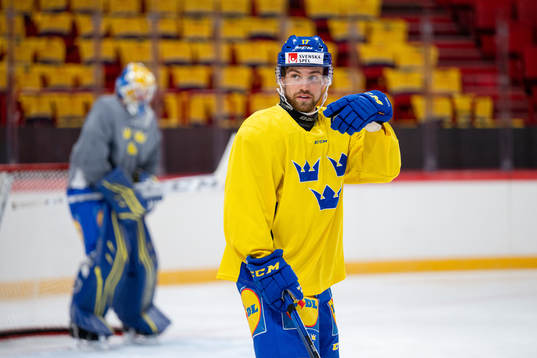 Oskar Lang of the Swedish national ice hockey team