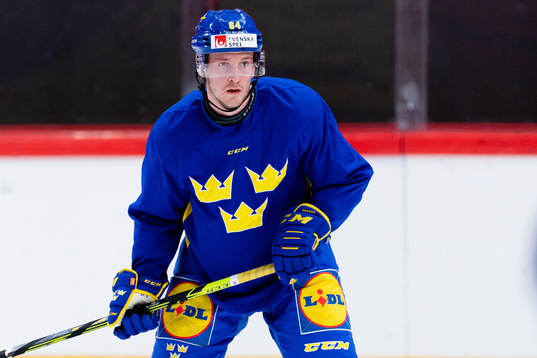 Jonathan Pudas of the Swedish national ice hockey team