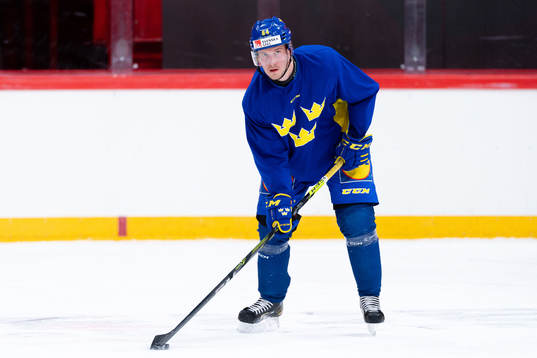 Jonathan Pudas of the Swedish national ice hockey team