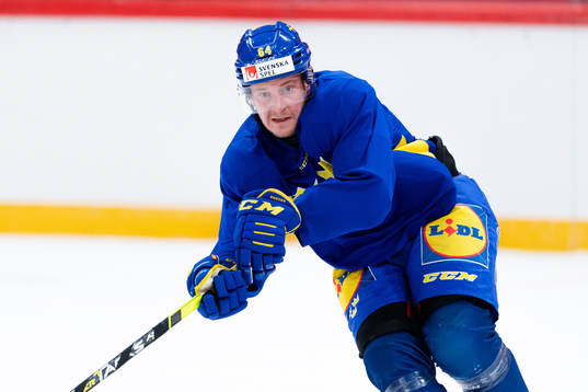 Jonathan Pudas of the Swedish national ice hockey team