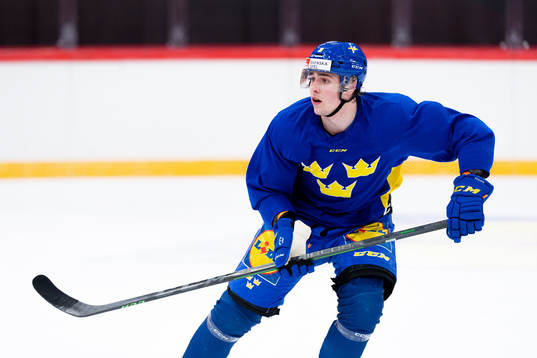 Linus Karlsson of the Swedish national ice hockey team