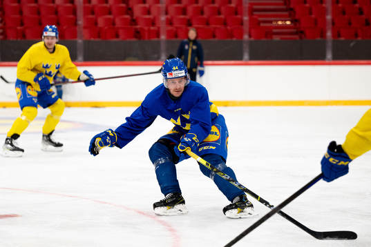 Jonathan Pudas of the Swedish national ice hockey team