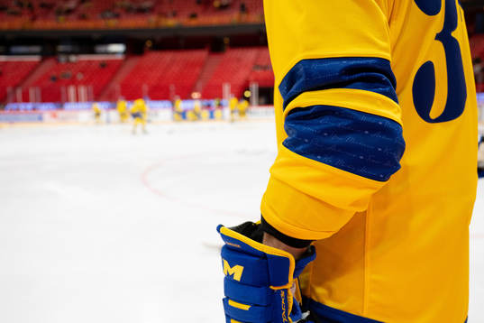 Players of Sweden with a retro jersey