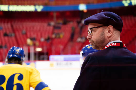 Goalie coach Stefan Ladhe of Sweden