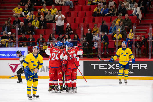 Players of Czech Republic celebrate the 0-2 goal