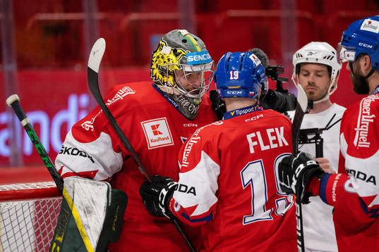 Goalkeeper Marek Langhammer of Czech Republic celebrates