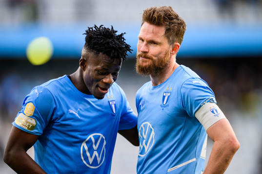 Malmö FFs Malik Abubakari och Lasse Nielsen