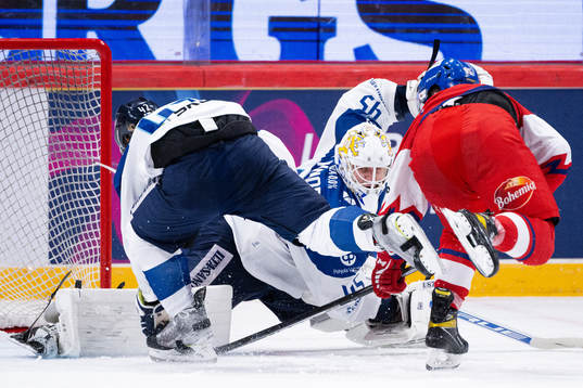 Goalkeeper Jussi Olkinuora of Finland