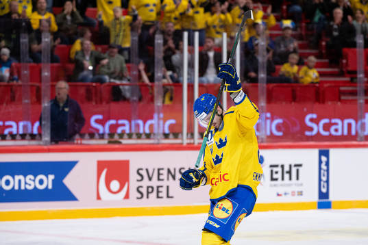 Oliver Ekman-Larsson of Sweden celebrates the 2-2 goal