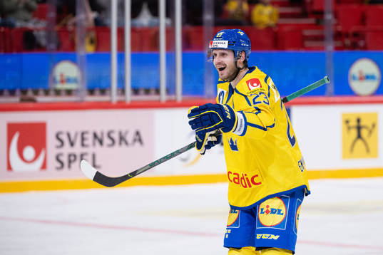 Oliver Ekman-Larsson of Sweden celebrates the 2-2 goal