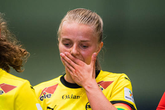 Emilie Marie Aanes Woldvik of LSK Kvinner looks dejected
