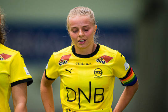 Emilie Marie Aanes Woldvik of LSK Kvinner looks dejected