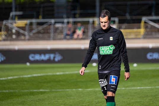 Varbergs Jon Birkfeldt före fotbollsmatchen i Allsvenskan