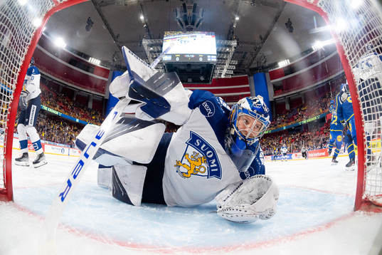 Goalkeeper Harri Säteri of Finland looks dejected