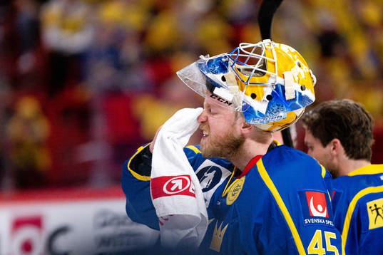 Goalkeeper Magnus Hellberg of Sweden looks dejected