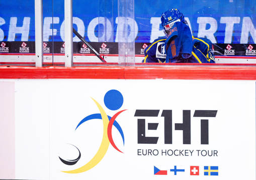 Lucas Wallmark of Sweden looks dejected in the penalty box