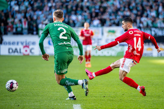 Hammarbys Simon Sandberg och Kalmars Noah Shamoun