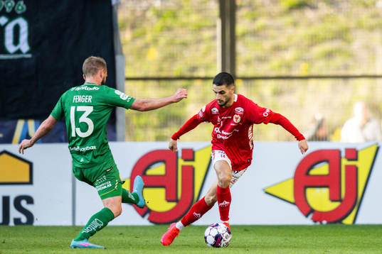 Hammarbys Mads Fenger Nielsen och Kalmars Noah Shamoun