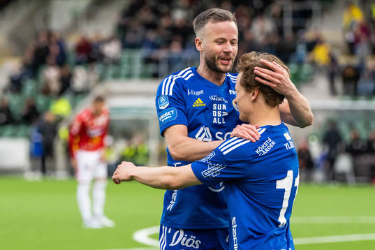 Sundsvalls Robert Lundström och Saku Ylätupa jublar