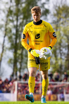 Goalkeeper Mathias Dyngeland of Brann at half-time