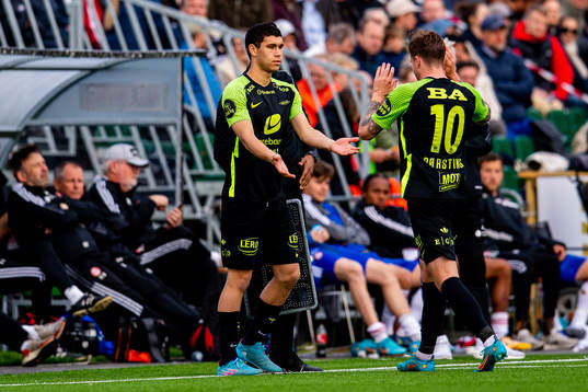 Isak Tomar Hjorteseth of Brann is being substituted with