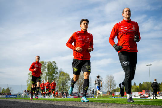 Svenn Crone and goalkeeper Eirik Holmen Johansen of Brann