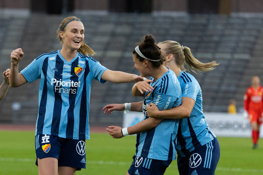 Djurgårdens Hayley Dowd och Tove Almqvist  jublar