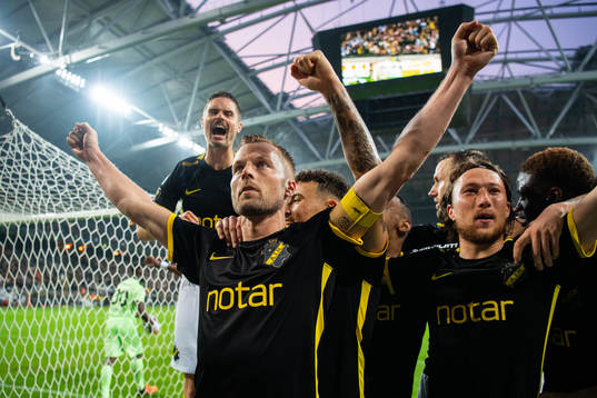 s Sebastian Larsson jublar med lagkamrater