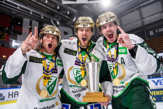 Färjestads Marcus Nilsson, Jacob de la Rose och Joakim