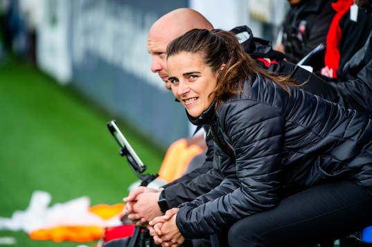Rosengårds tränare Renee Slegers innan fotbollsmatchen i