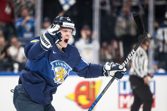 Harri Pesonen of Finland celebrates scoring the 1-0 goal