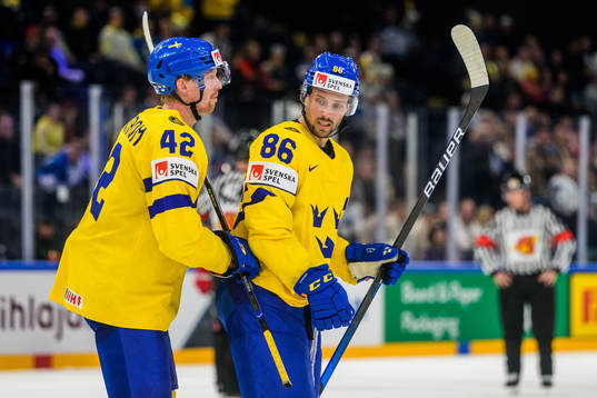 Joakim Nordström and Mathias Bromé of Sweden celebrate