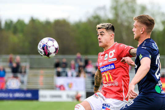 Degerfors Diego Campos och Helsingborgs Dennis Olsson