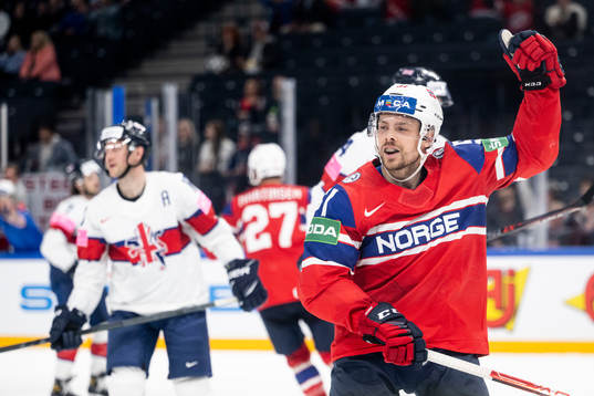Mats Rosseli Olsen of Norway celebrates the 3-0 goal