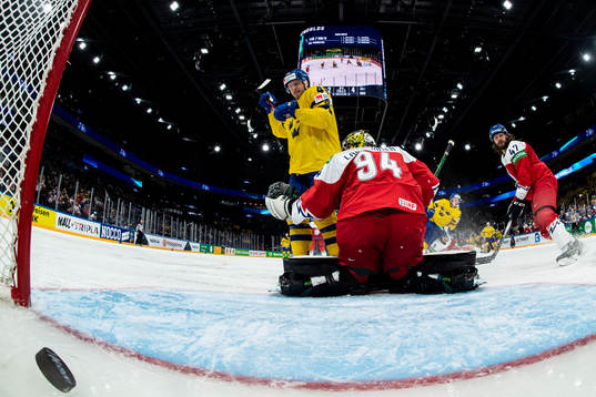Anton Bengtsson of Sweden scores the 2-5 goal behind