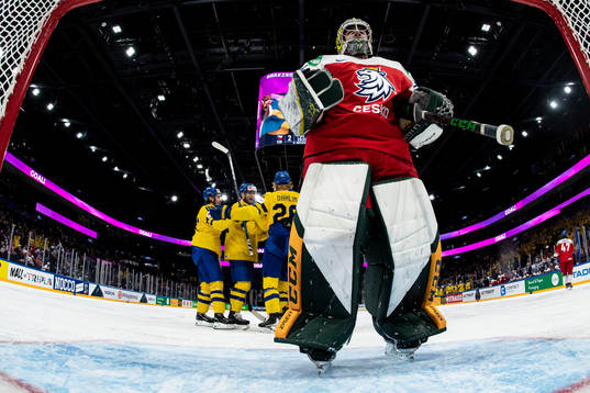 Anton Bengtsson of Sweden celebrates the 2-5 goal while