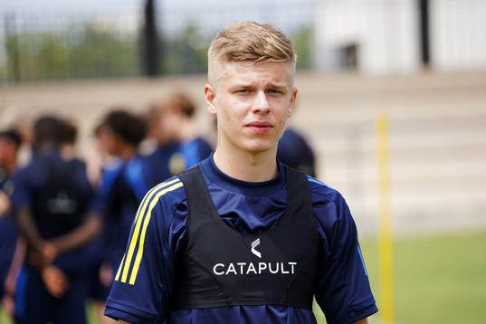 I denna handout-bild från Svenska Fotbollförbundet syns