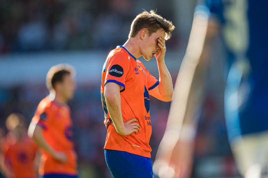 Kristoffer Ødemarksbakken of Aalesund looks dejected