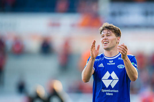 Emil Varhaugvik Breivik of Molde celebrates