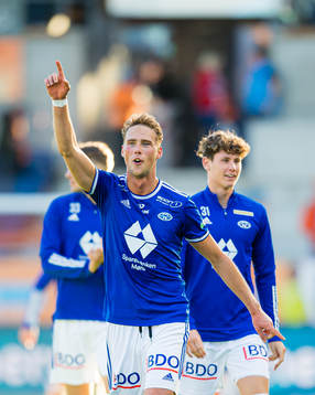 Magnus Retsius Grødem of Molde celebrates
