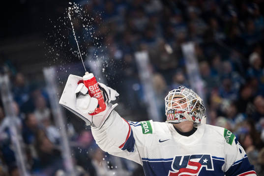 Goaltender Strauss Mann of USA