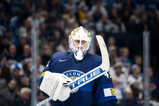 Goaltender Juho Olkinuora of Finland