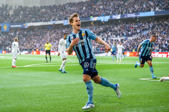Djurgårdens Hampus Finndell jublar