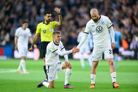 Malmö FFs Patriot Sejdiu och Jo Inge Berget deppar