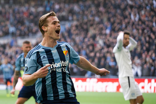 Djurgårdens Hampus Finndell jublar
