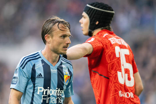 Djurgårdens Pierre Bengtsson och målvakt Jacob Widell