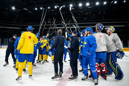 Players of Sweden at a practice session