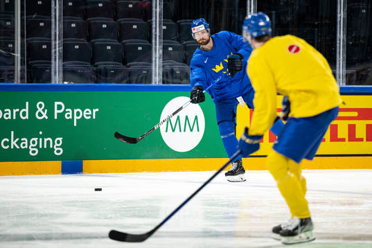 Adam Larsson of Sweden at a practice session