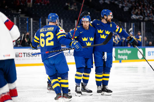 Joel Kellman, Rasmus Asplund and Adam Larsson of Sweden